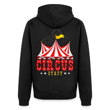 Circus Staff , Cirque MItarbeiter, Manège Libre - Veste à capuche bio Premium Unisexe - noir - Dos - Nico (187cm)