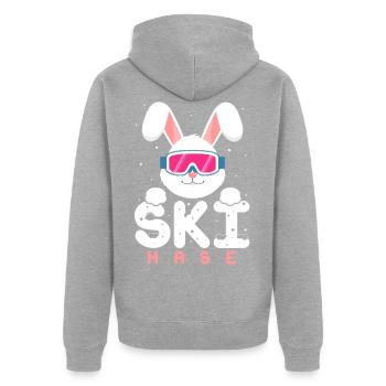Lapin de ski avec lunettes, lapins,Party Apres Ski - Veste à capuche bio Premium Unisexe - gris chiné - Dos - Nico (187cm)