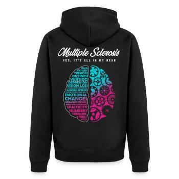 Multiple Sclerosis Consciousness - Unisex Premium Organic Zip Hoodie - black - Back - Nico (187cm)