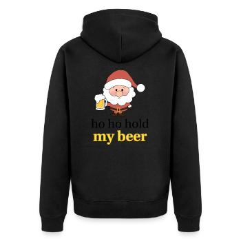 Santa - Unisex Premium Bio Zip Hoodie - Schwarz - Hinten - Nico (187cm)