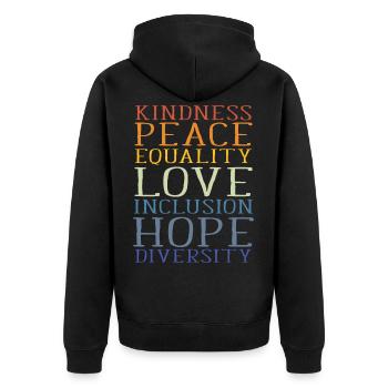 Peace Equalitiy Inclusion Diversity I Social Quote - Unisex Premium Organic Zip Hoodie - black - Back - Nico (187cm)