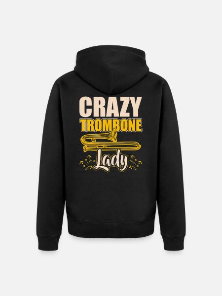 Crazy Trombone Lady Trombone Trombone - Veste à capuche bio Premium Unisexe - noir