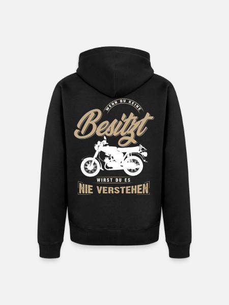 Simson, Simmi, DDR Ostalgie Wenn du keine Besitzt - Unisex Premium Bio Zip Hoodie - Schwarz