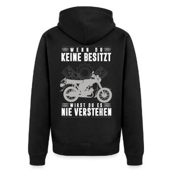 Simson DDR Moped S51 wenn du keine Besitzt, - Unisex Premium Bio Zip Hoodie - Schwarz - Hinten - Nico (187cm)