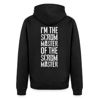 Scrum Master Software Docker Geek Agile - Unisex Premium Bio Zip Hoodie - Schwarz - Hinten - Nico (187cm)