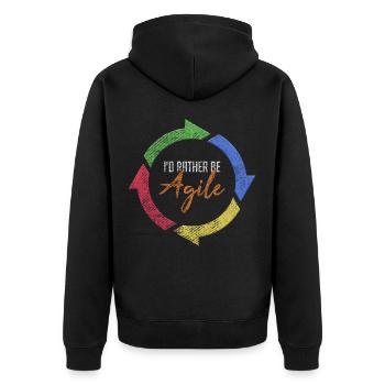 Agile Scrum Master Software Devops Coding - Unisex Premium Bio Zip Hoodie - Schwarz - Hinten - Nico (187cm)
