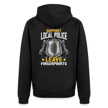 Polizei Polizist Polizistin - Unisex Premium Bio Zip Hoodie - Schwarz - Hinten - Nico (187cm)