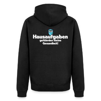 hausaufgaben gefährden meine Gesundheit - Unisex Premium Bio Zip Hoodie - Schwarz - Hinten - Nico (187cm)