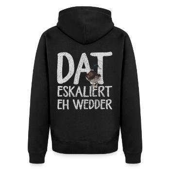 Ente Eskaliert Eh Wedder Plattdeutsch - Unisex Premium Bio Zip Hoodie - Schwarz - Hinten - Nico (187cm)