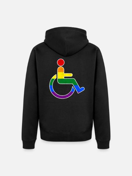 Sjove homoseksuelle kørestols regnbuetrøje - Premium økologisk unisex-hættejakke - sort