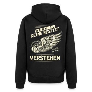 Wenn du keine Besitzt wirst du es nie verstehen - Unisex Premium Bio Zip Hoodie - Schwarz - Hinten - Nico (187cm)