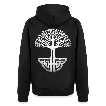 Celtic Tree of Life, Runes Irish Tree Gaelic - Unisex Premium Organic Zip Hoodie - black - Back - Nico (187cm)
