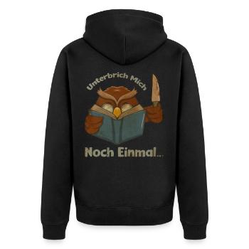 Lesen Eule Lustig Bücherwurm Buch Fans Geschenk - Unisex Premium Bio Zip Hoodie - Schwarz - Hinten - Nico (187cm)