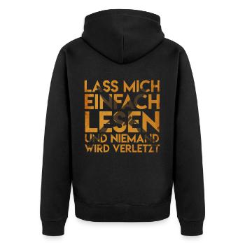 Lesen Leseratte Hobby Lesefieber Buch Fan Geschenk - Unisex Premium Bio Zip Hoodie - Schwarz - Hinten - Nico (187cm)