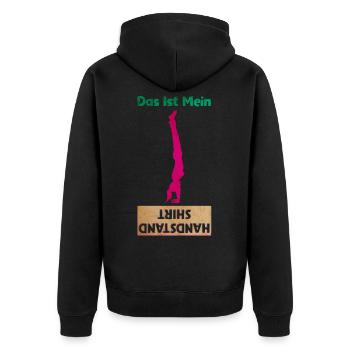 Akrobatik Handstand Lernen Üben Geschenk - Unisex Premium Bio Zip Hoodie - Schwarz - Hinten - Nico (187cm)