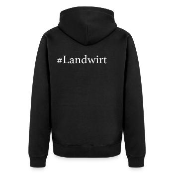 #Landwirt Paargeschenk Valtentinstag - Unisex Premium Bio Zip Hoodie - Schwarz - Hinten - Nico (187cm)