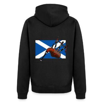 Schottland Dudelsack Kilt Geschenk - Unisex Premium Bio Zip Hoodie - Schwarz - Hinten - Nico (187cm)