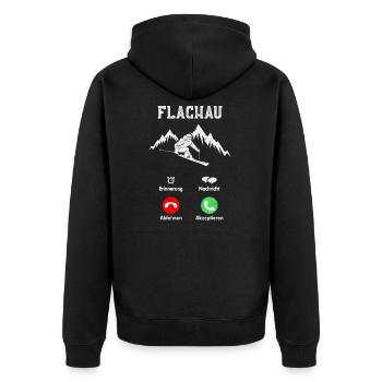 Flachau Skifahrer Après Ski Geschenk T-Shirt - Unisex Premium Bio Zip Hoodie - Schwarz - Hinten - Nico (187cm)
