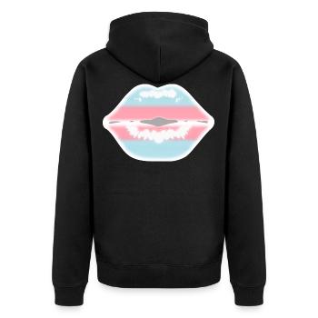 Regenbogenfahne Transgender Pride Stolz Flagge - Unisex Premium Bio Zip Hoodie - Schwarz - Hinten - Nico (187cm)