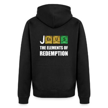 Christian funny nerd statement - Unisex Premium Organic Zip Hoodie - black - Back - Nico (187cm)