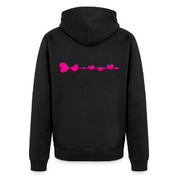 Pfeil mit Herz Valentienstag Ich liebe dich Pink - Unisex Premium Bio Zip Hoodie - Schwarz - Hinten - Nico (187cm)