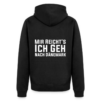 Dänemark Auswandern Skandinavien Geschenk - Unisex Premium Bio Zip Hoodie - Schwarz - Hinten - Nico (187cm)