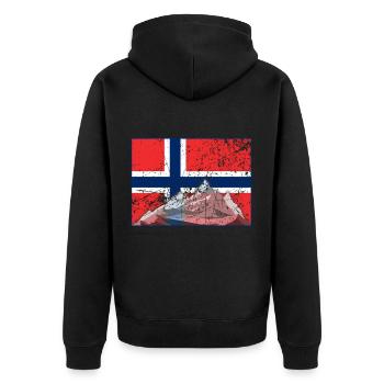 Cadeau de pêche de drapeau de Norvège Vintage - Veste à capuche bio Premium Unisexe - noir - Dos - Nico (187cm)