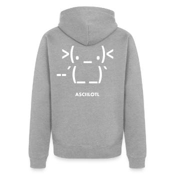 Axolotl ASCII Ambystoma mexicanum - Veste à capuche bio Premium Unisexe - gris chiné - Dos - Nico (187cm)