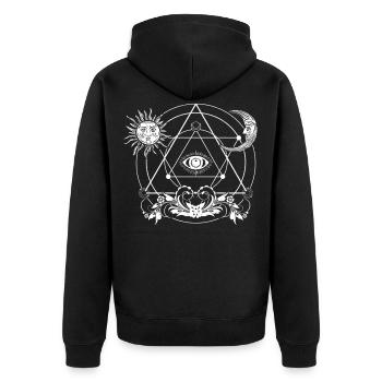 Schwarze Magie 3. Auge Okkult Blackcraft Magie - Unisex Premium Bio Zip Hoodie - Schwarz - Hinten - Nico (187cm)