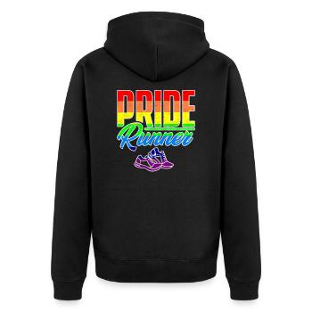 Pride Runner gay lesbian t-shirt - Unisex Premium Organic Zip Hoodie - black - Back - Nico (187cm)