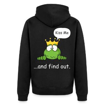 Embrasse-moi et découvre, prince grenouille, grenouille douce - Veste à capuche bio Premium Unisexe - noir - Dos - Nico (187cm)