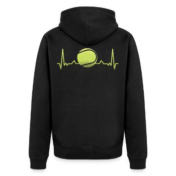 Tennis battement de coeur ECG - Veste à capuche bio Premium Unisexe - noir - Dos - Nico (187cm)