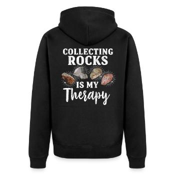 Sarcastic funny stones collectible gift shirt - Unisex Premium Organic Zip Hoodie - black - Back - Nico (187cm)