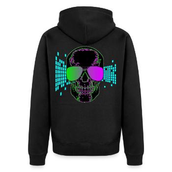Crâne disco fête crâne 3d - Veste à capuche bio Premium Unisexe - noir - Dos - Nico (187cm)