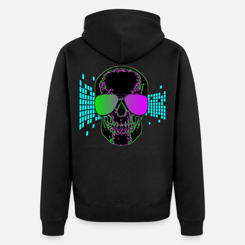 Crâne disco fête crâne 3d - Veste à capuche bio Premium Unisexe - noir