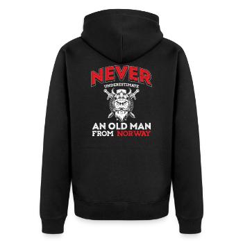 Chemise drôle de cadeaux de papy de drapeau norvégien - Veste à capuche bio Premium Unisexe - noir - Dos - Nico (187cm)