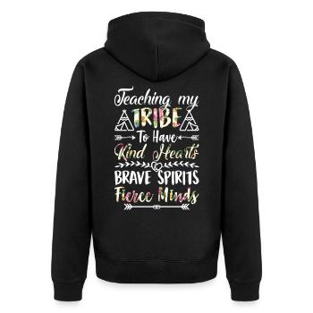 Apprendre à ma tribu à avoir des cœurs aimables et un esprit courageux - Veste à capuche bio Premium Unisexe - noir - Dos - Nico (187cm)