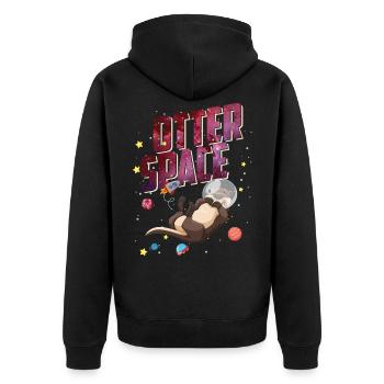 Otter Space Astronaut Otter Funny Animal Lovers - Unisex Premium Bio Zip Hoodie - Schwarz - Hinten - Nico (187cm)