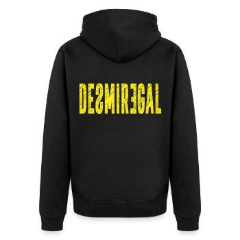 Desmiregal, Ist mir egal, lustiges gegen Konsum - Unisex Premium Bio Zip Hoodie - Schwarz - Hinten - Nico (187cm)