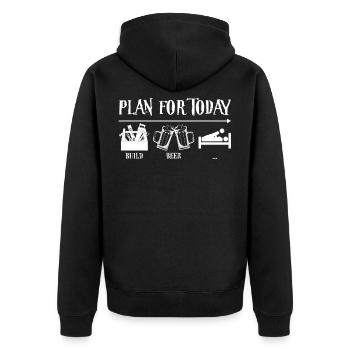 Plan For Today Build Beer Then Sex Funny Craftsman - Unisex Premium Bio Zip Hoodie - Schwarz - Hinten - Nico (187cm)