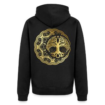Tree of Life, Chakras for Spiritual Yoga, Buddha - Unisex Premium Organic Zip Hoodie - black - Back - Nico (187cm)
