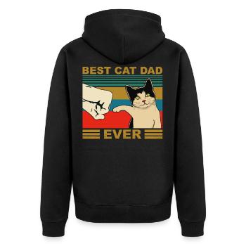 Katze Cat Dad Retro Faust - Unisex Premium Bio Zip Hoodie - Schwarz - Hinten - Nico (187cm)
