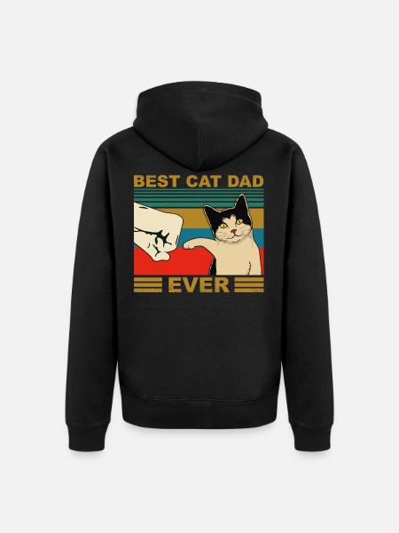 Chat Père Père Rétro Poing - Veste à capuche bio Premium Unisexe - noir