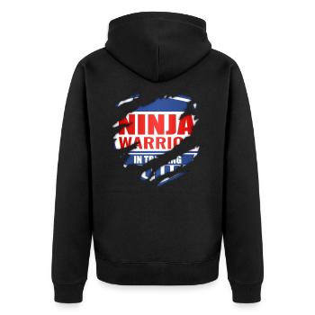 Ninja Warrior In Training - Unisex Premium Bio Zip Hoodie - Schwarz - Hinten - Nico (187cm)