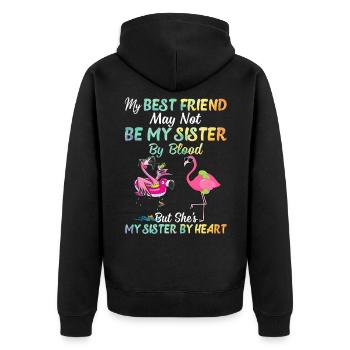 Mon meilleur ami est ma sœur par cœur drôle - Veste à capuche bio Premium Unisexe - noir - Dos - Nico (187cm)