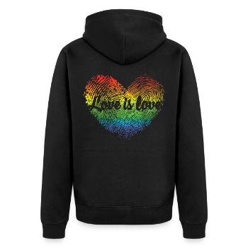 L'amour est l'amour LGBT Pride Fingerprint Heart Supports - Veste à capuche bio Premium Unisexe - noir - Dos - Nico (187cm)