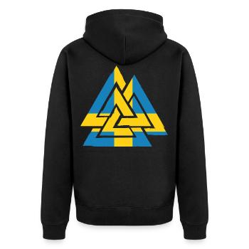 Drapeau suédois avec Valknut, symbole d'Odin - Veste à capuche bio Premium Unisexe - noir - Dos - Nico (187cm)