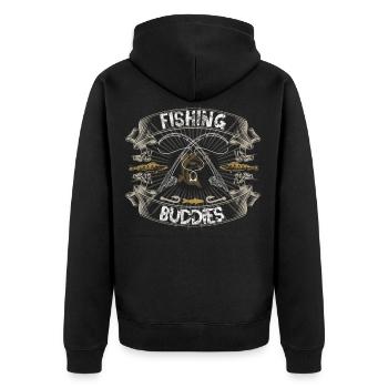 Fishing Buddies Angler Shirt, angeln Sprüche - Unisex Premium Bio Zip Hoodie - Schwarz - Hinten - Nico (187cm)