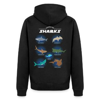 Espèces de requins types de requins, requins marteaux, plongeurs - Veste à capuche bio Premium Unisexe - noir - Dos - Nico (187cm)