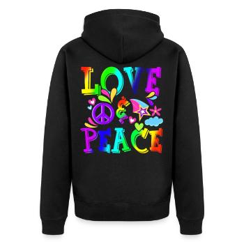 Hippie Love Peace Flower Power Peace Movement - Unisex Premium Organic Zip Hoodie - black - Back - Nico (187cm)